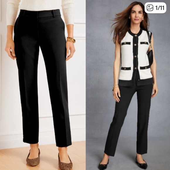 Talbots Hampshire Ankle Crop Trousers Pants in Black 18WP - Picture 1 of 12